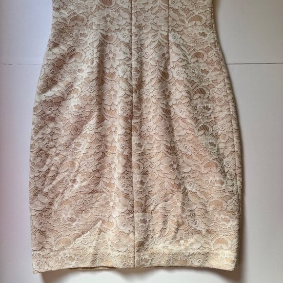 Eliza J Dress Embellished Lace Sheath Ivory Lined Wedding Neutral Floral Sz 6 - Picture 15 of 16
